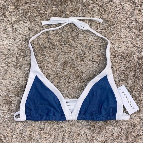 Seafolly Block Party D-Cup Triangle Halter Bikini Top 8 - Picture 7 of 8